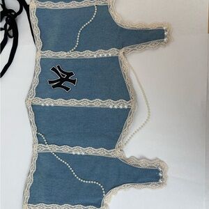 Blue Lace Corset with Pearl Details